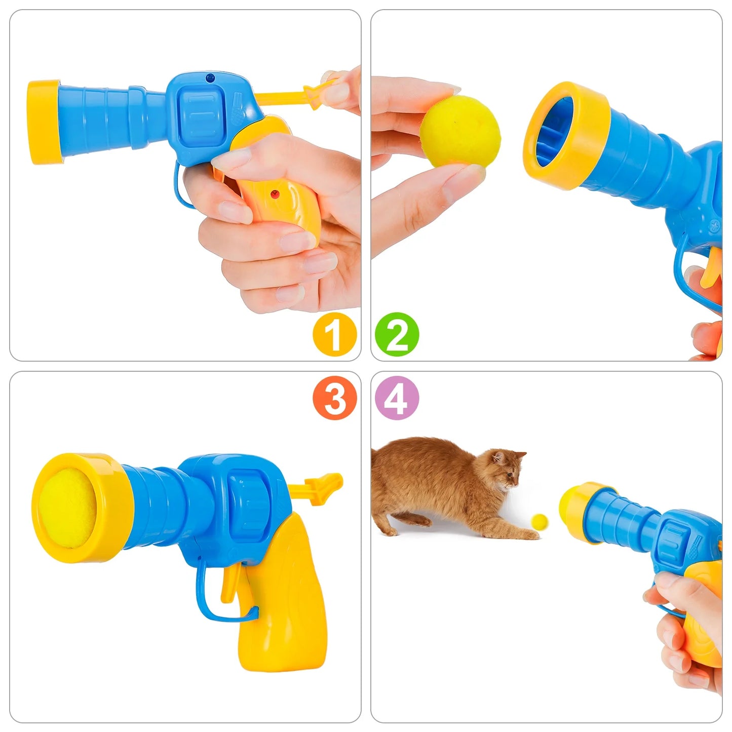 Interactive 100-Piece Cat Toy Ball Set with Launchers, Purple