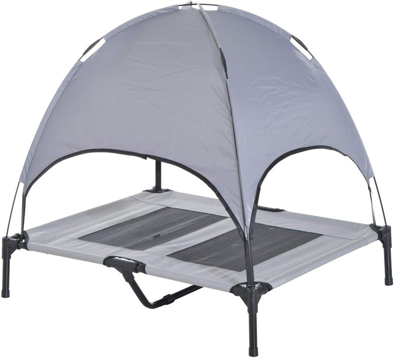 Elevated Portable Dog Cot Cooling Pet Bed with UV Protection Canopy Shade, 36 Inch