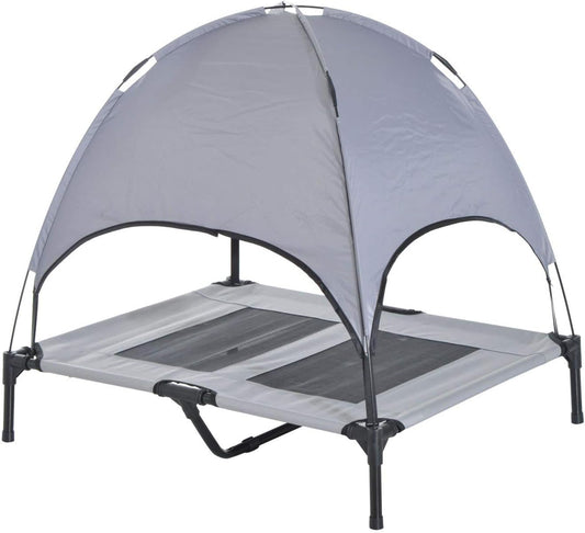 Elevated Portable Dog Cot Cooling Pet Bed with UV Protection Canopy Shade, 36 Inch