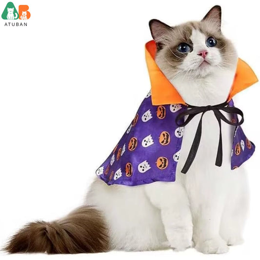 Cat Halloween Costumes,Wizard Cloak Vampire Cat Apparel,Small Dog Witch Clothes Cosplay Outfit for Halloween Themed Party