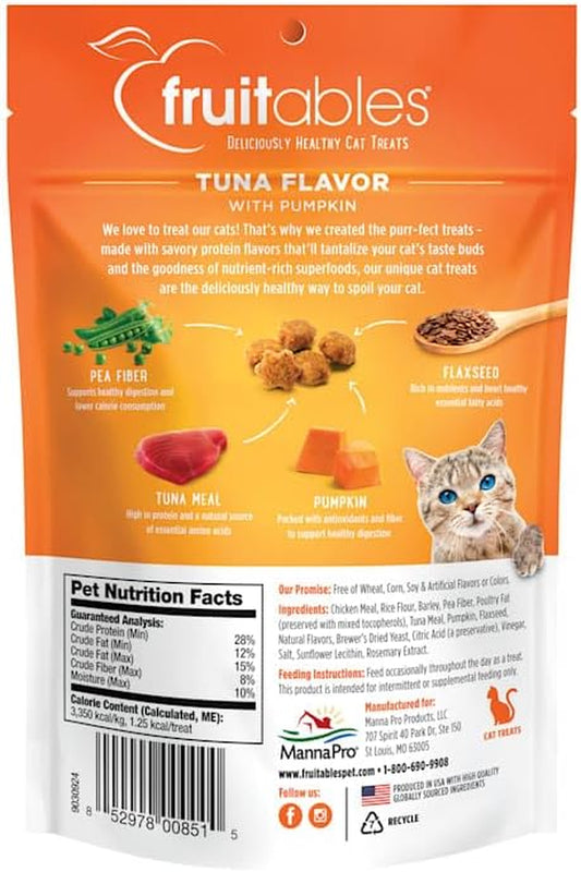 Cat Treats, Healthy Treats for Cats, Low Calorie and Packed with Protein, Crunchy Biscuits, No Wheat, Corn or Soy, Made with Real Tuna and Pumpkin, 2.5Oz