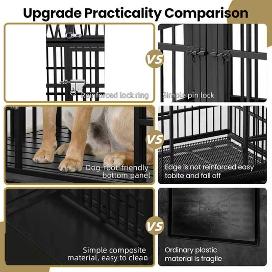 54 Dog Crate with Mat, Large Dog Crat for for Large Dogs, Heavy Duty Dog Kennel Indoor with Roof Top, XL,XXL Dog Cage for High Anxiety Dogs