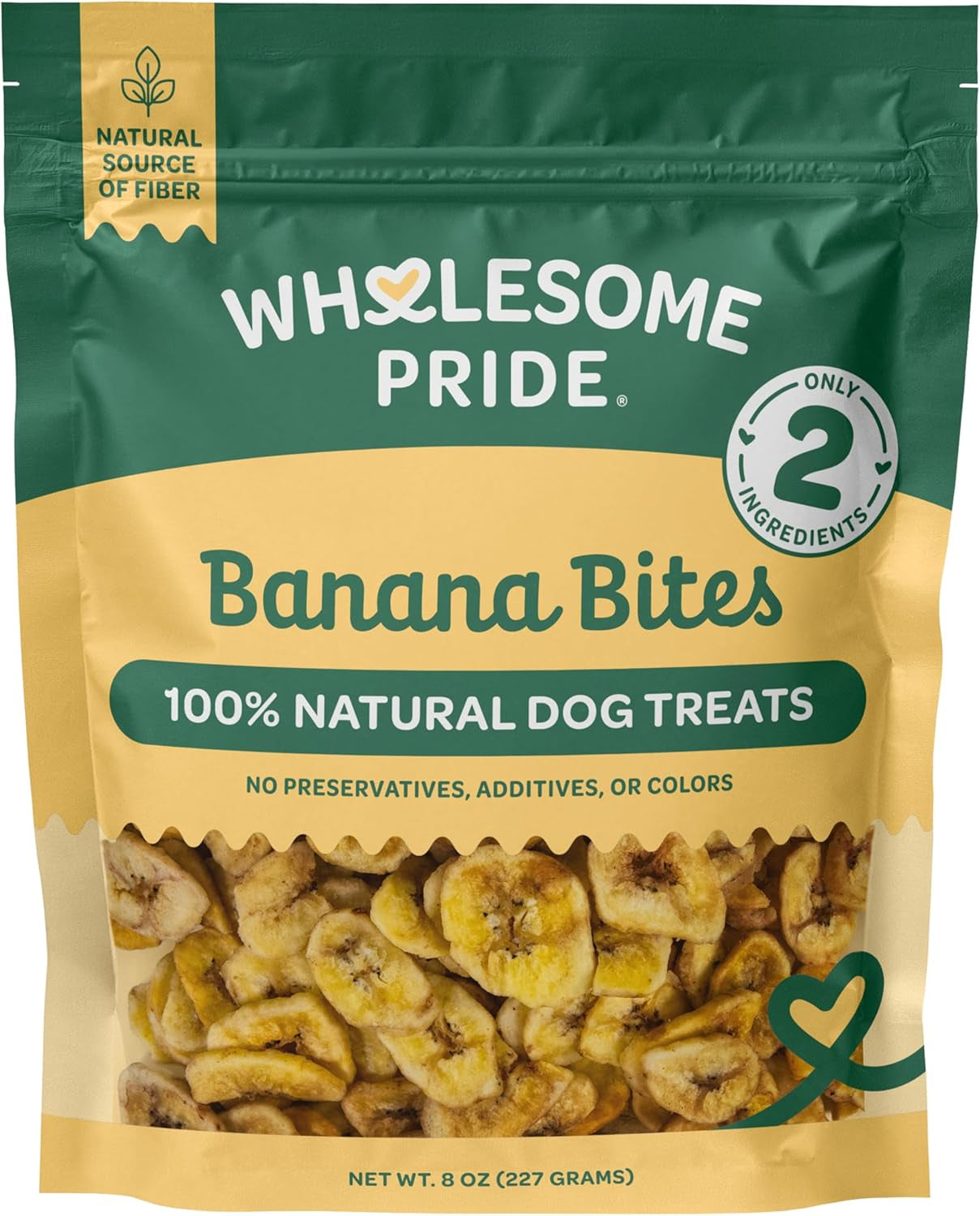Banana Bites Dog Treats – 2-Ingredient Banana Chips for Dogs, Grain-Free, Banana & Coconut Oil, 8 Oz