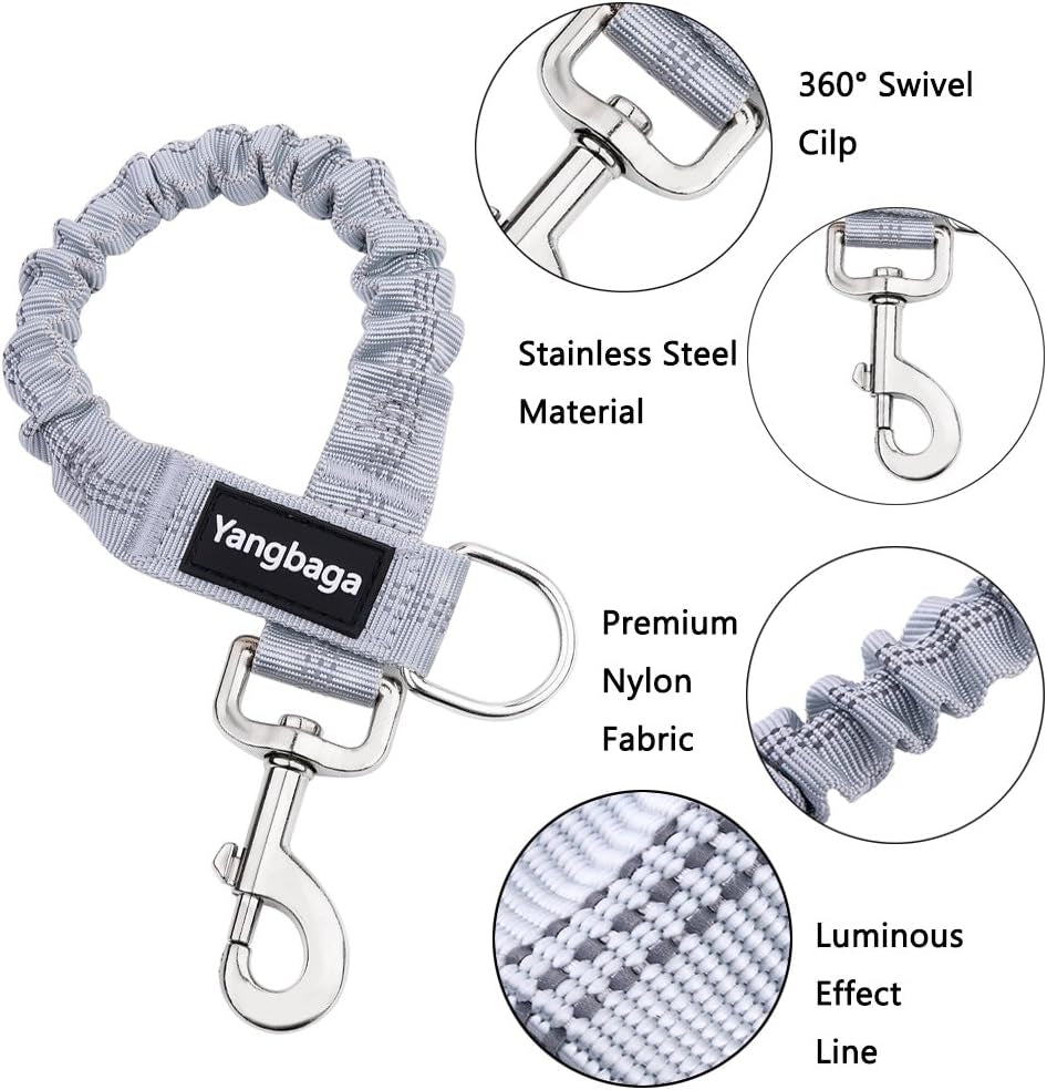 Dog Leash Extender, Shock Absorber Bungee Leash Attachment, Durable Nylon Dog Tie Out Extension with Stainless Steel Swivel Clips