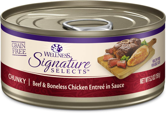 CORE Signature Selects Chunky Adult Wet Cat Food, Natural, Protein-Rich, Grain Free, 5.3 Ounce, 12 Pack (Beef & Chicken)