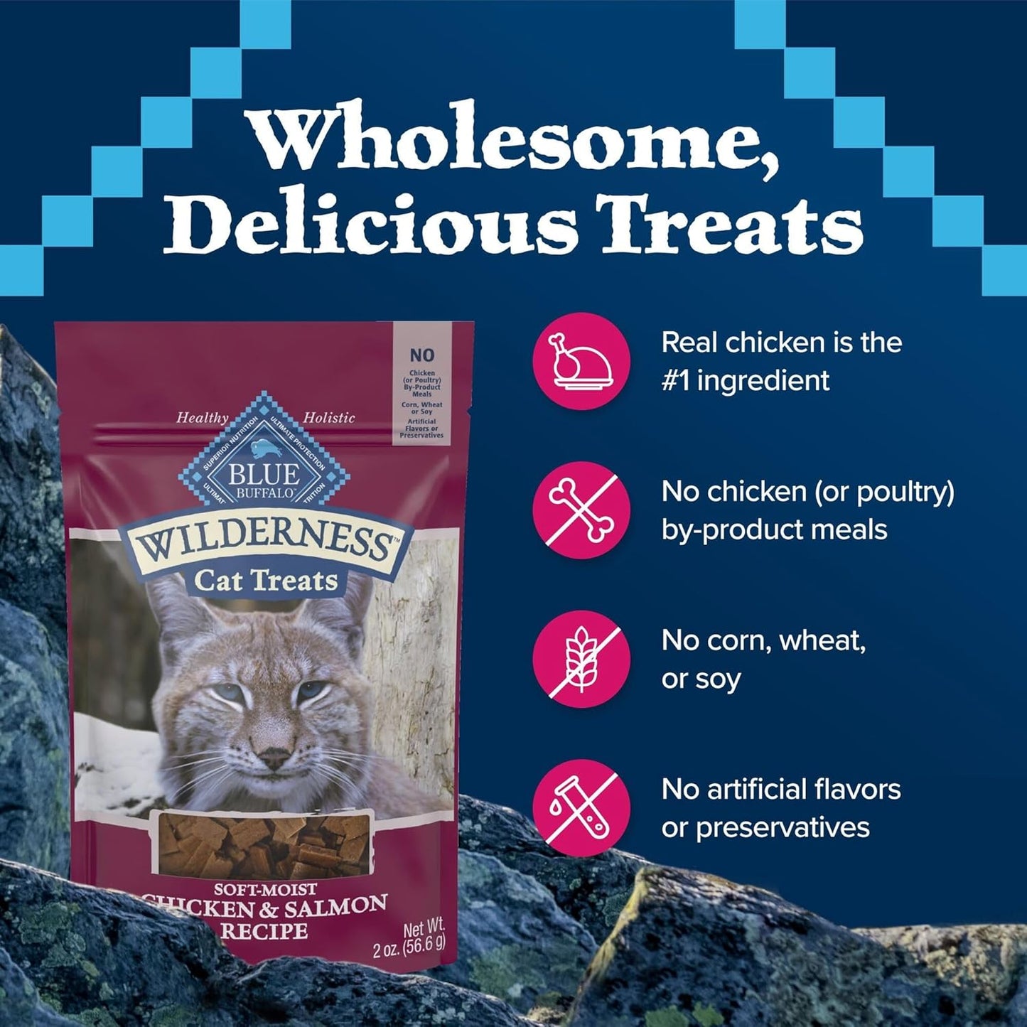 Wilderness Grain Free Soft-Moist Chicken & Salmon Cat Treats, 2-Oz. Bag