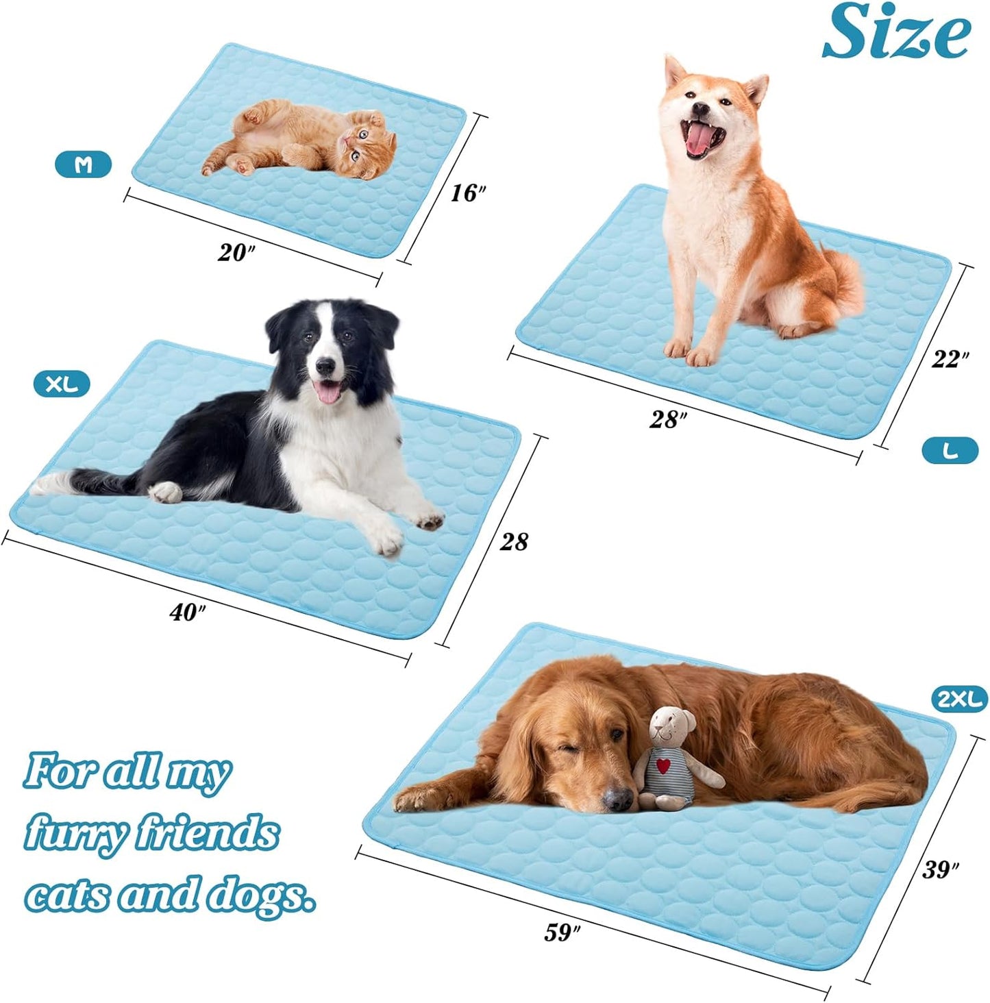 Dog Cooling Mat Dog Cooling Pad Self Cooling Blanket, Washable Cooling Mat for Dogs, Pet Cooling Mat Keeps Pets Cool in Summer Heat, Resuable Fabric Cooling Mat 28X22Inch/70X55Cm