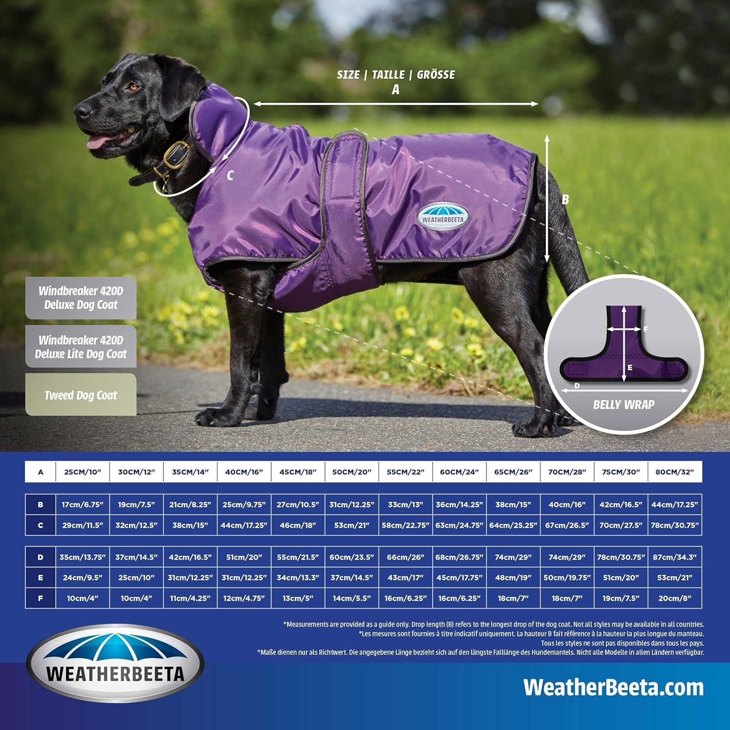 Comfitec Windbreaker 420D Deluxe Dog Coat, Navy/Grey, 30"