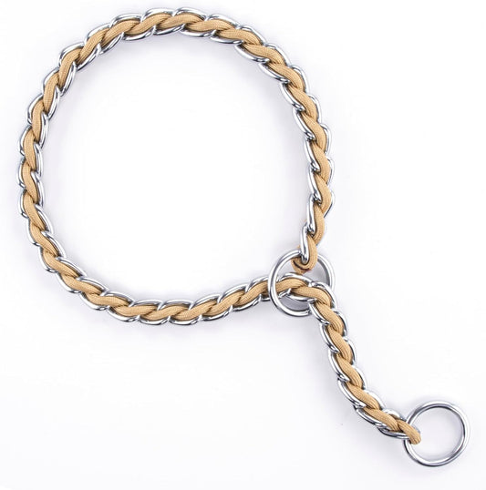 Stainless Steel Heavy Duty Metal Dog Collar, Adjustable and Durable Pet Collar for Medium to Large Dogs, Ideal for Walking and Training (Gold, 4MM*20.5-23 Inches)