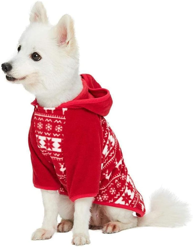 Ugly Christmas Sweater Hoodie, Soft Reindeer Snowflake Dog Clothes, Holiday Dog Christmas Sweater, 12" Hoodie for Small Puppy, Match Family Outfit, Award Winning