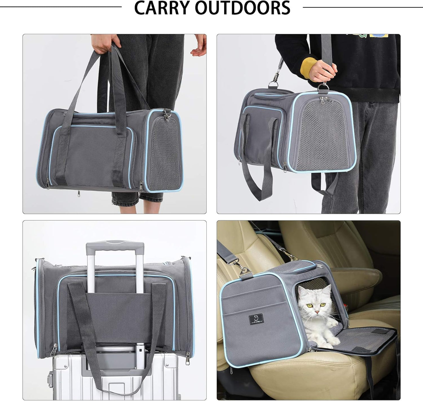 A4Pet Airline Approved Cat Carrier Dog Carriers, Soft-Sided Portable Pet Travel Washable Carrier for Dogs