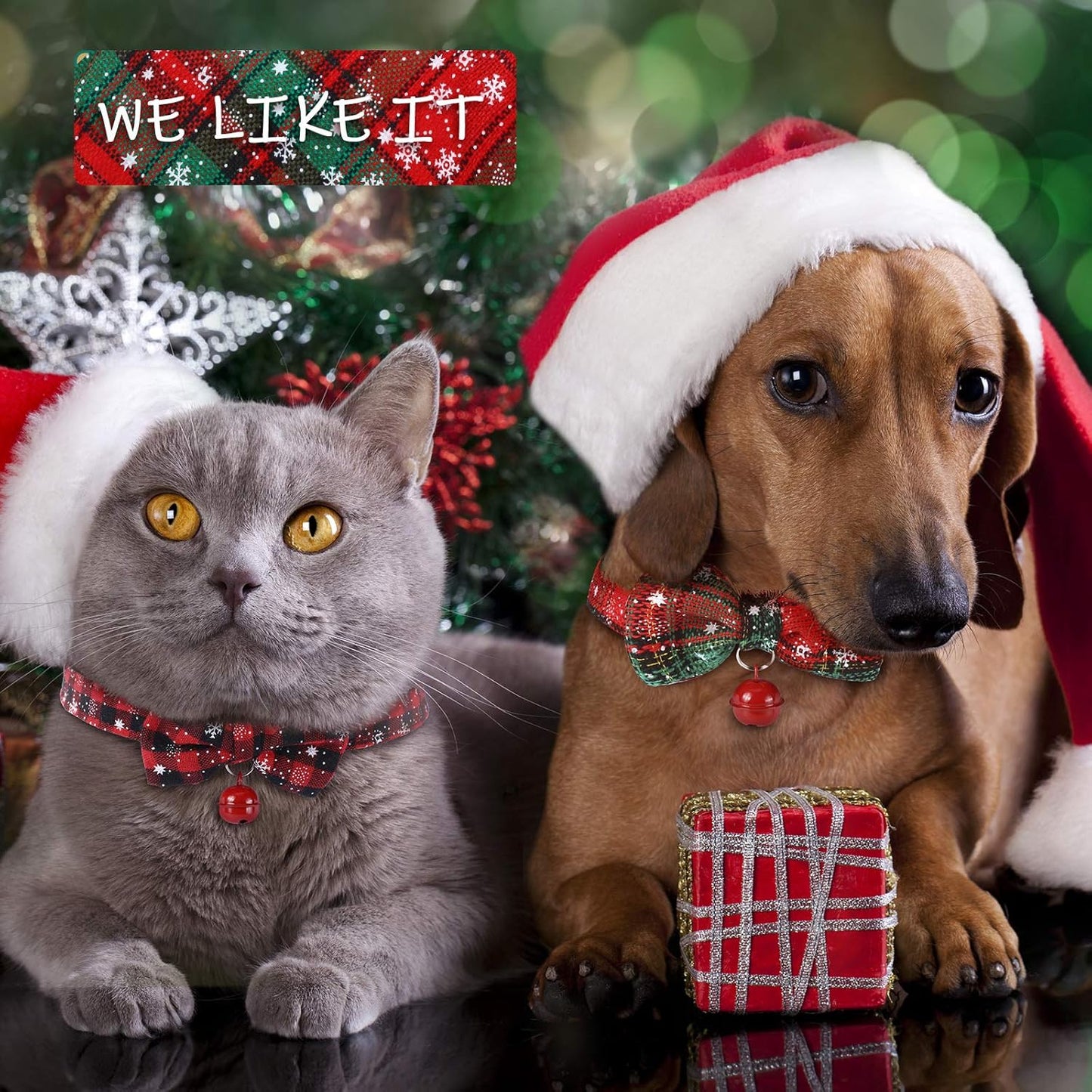 4 Pieces Christmas Dog Bandanas and Collars Set Xmas Christmas Classic Plaid Dog Neck Tie Triangle Bib Scarf Kerchief Adjustable PET Bow Tie with Safety Bell Costume for Cat(S,Stylish Style)