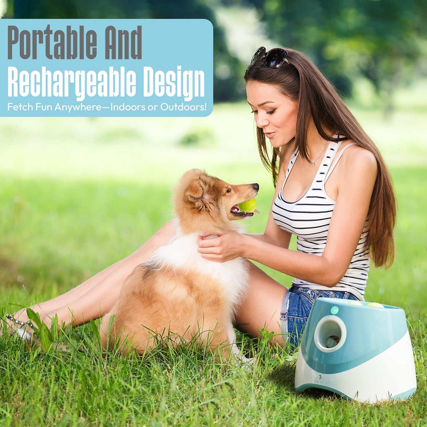 Automatic Dog Ball Launcher for Small Dogs – Dog Ball Thrower Fetch Machine - Indoor Outdoor Interactive Toy with 3 Mini Tennis Balls 2 Inch