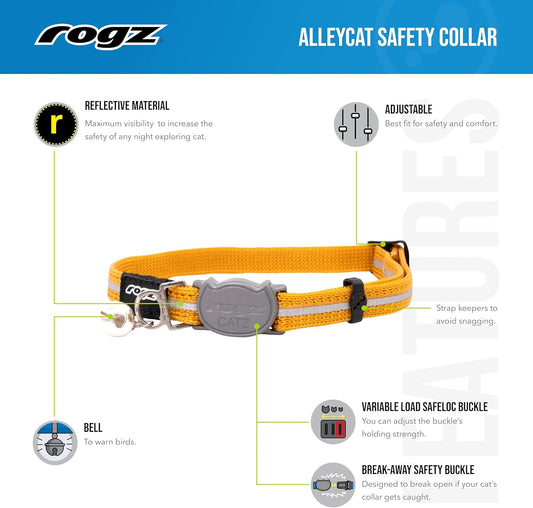 Reflective Nylon Cat Collar with Breakaway Clip and Removable Bell, Fully Adjustable to Fit Most Breeds, Red