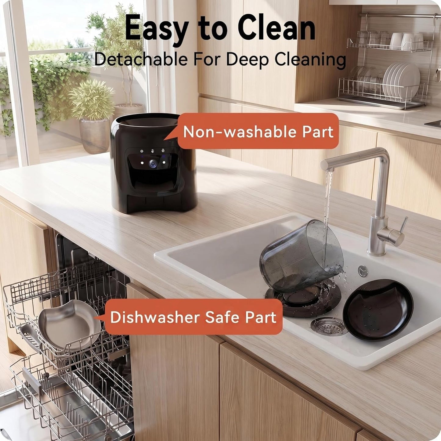 Automatic Cat Feeder with 2K HD Camera: 5G Wifi Automatic Dog Feeder with Night Vision, Auto Cat Food Dispenser with 6L Large Food Storage for Multiple Pet, Detachable for Easy Clean -24 Cup