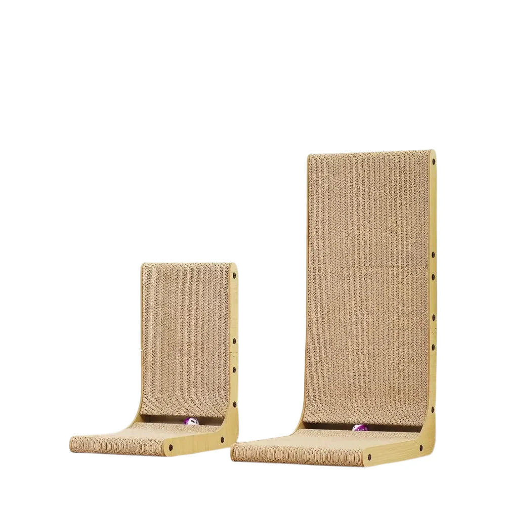 Cat Scratcher, Cat Scratching Post, Cardboard Cat Scratching Board with Ball Toy, Large Vertical L Shape Cat Scratcher Scratch Pads Toys for Indoor Cats, Catnip
