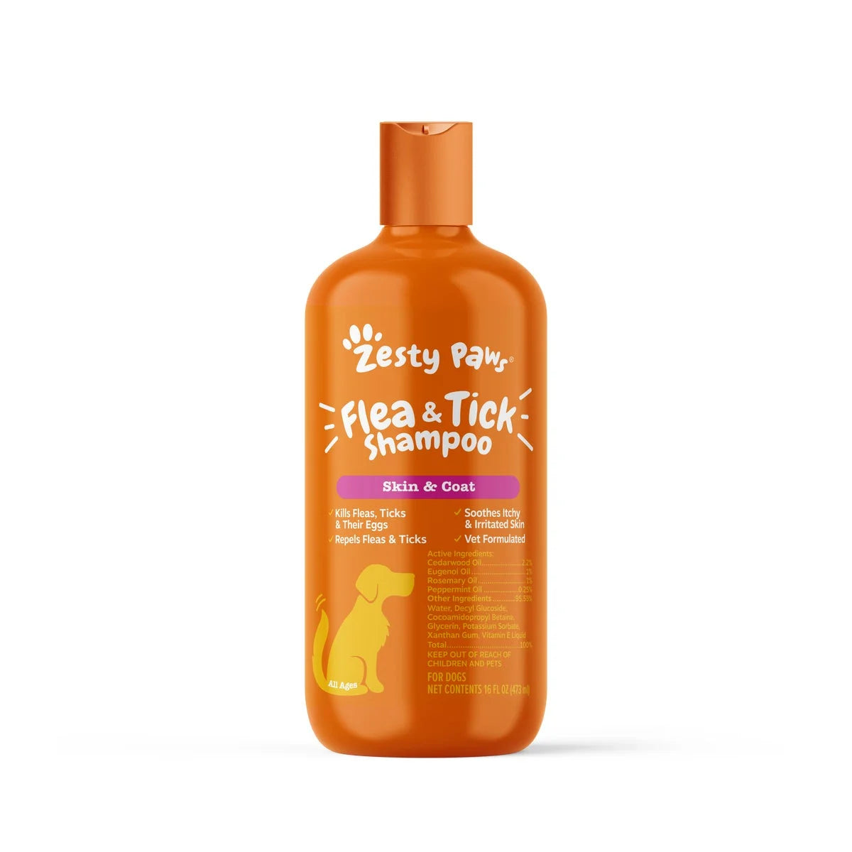 Flea & Tick Shampoo for Dogs, to Repel Flea & Ticks, Peppermint Oil Scented, 16Oz Bottle
