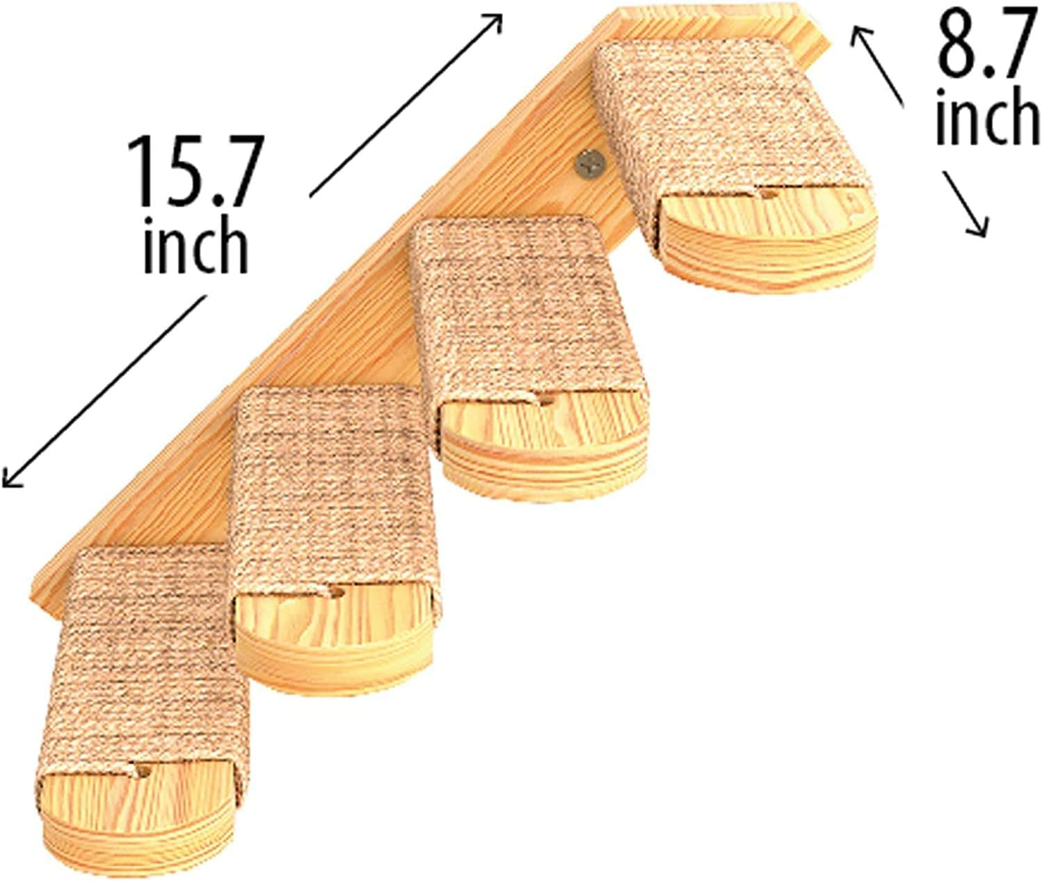 Cat Steps - Grey Solid Rubber Wood Cat Stairs Great for Scratching and Climbing - Easy to Install Wall Mounted Shelves for Playful Cats (Left to Right)