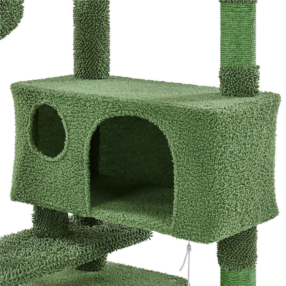 54.3'' H Cactus Cat Tree Tower with 2 Condos & Perches, Green/Brown