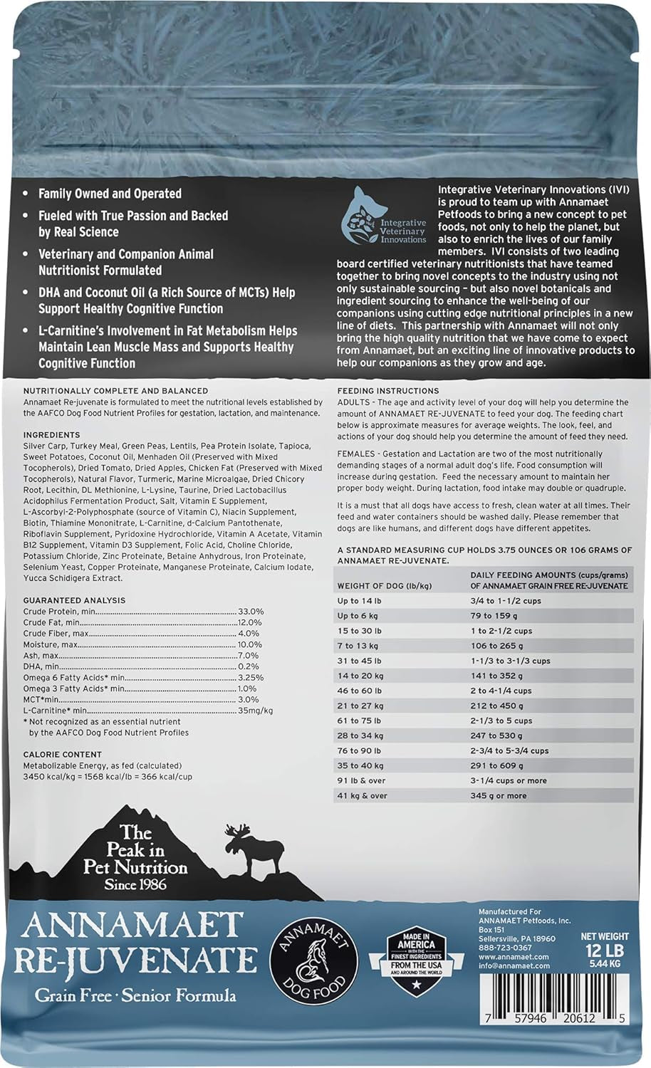 Grain-Free Re-Juvenate Senior Formula Dry Dog Food, (Fresh Silver Carp & Turkey), 12-Lb Bag