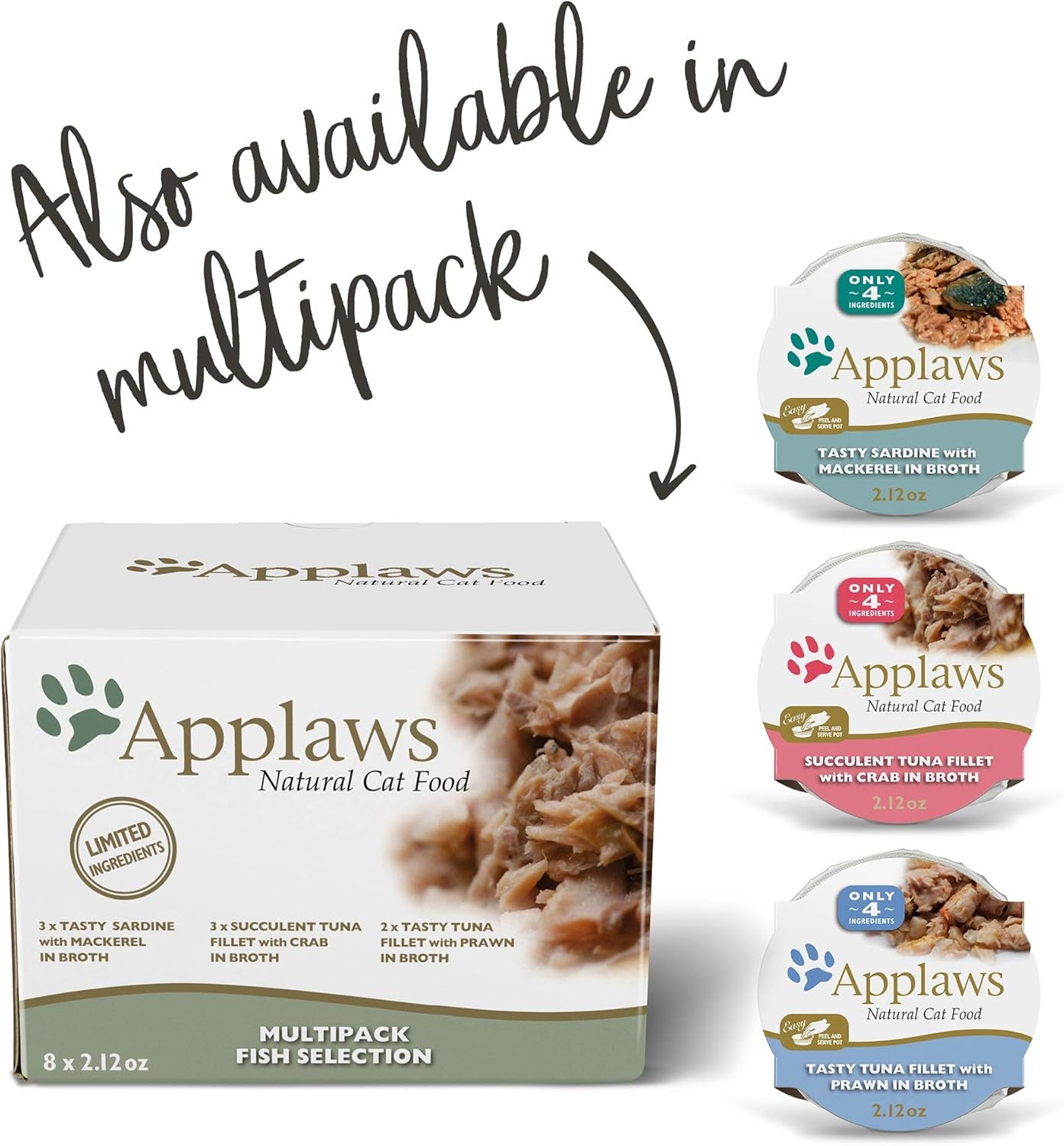 Natural Wet Cat Food, 18 Count, Limited Ingredient Cat Food Pots, Tuna Fillet with Crab in Broth, 2.12Oz Pots