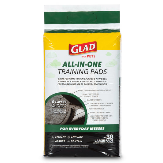 Activated Charcoal Leak-Resistant Training Pads for Dogs, 23In X 23In, 30 Count