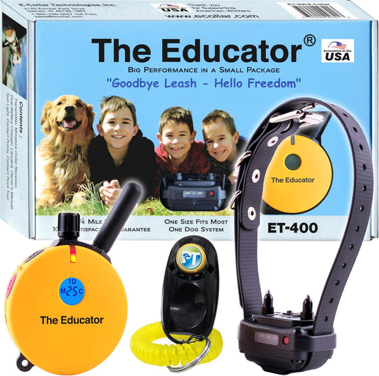 ET-400 E Collar for Dog Training with Remote - 3/4 Mile Range, Waterproof, 100 Blunt Stimulation Levels, Tone or Vibration Mode, Night Tracking Light for Small, Medium & Large Dogs