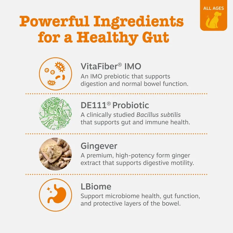 Vet Strength Pre, Post, & Probiotic Bites for Dogs, for Gut Health & Immune Support, Chicken Flavor, 90Ct