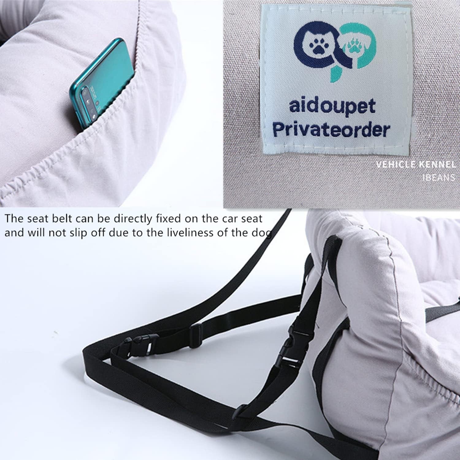 Aidou Dog Booster Seat for Small to Large Dogs & Cats, Pet Travel Safety Seat with Storage & Dual-Use Car & Home Bed (Small Blue)