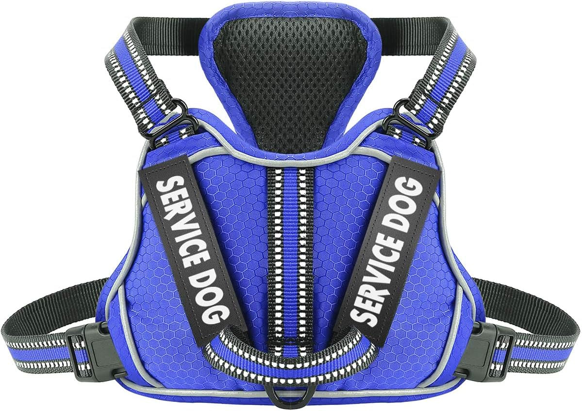 Service Dog Harness, Easy on and off over Head Dog Vest Harness Fasten Quickly, Breathable and 3M Reflective Adjustable Pet Halters with Easy Control Handle for Small Medium Large Dogs