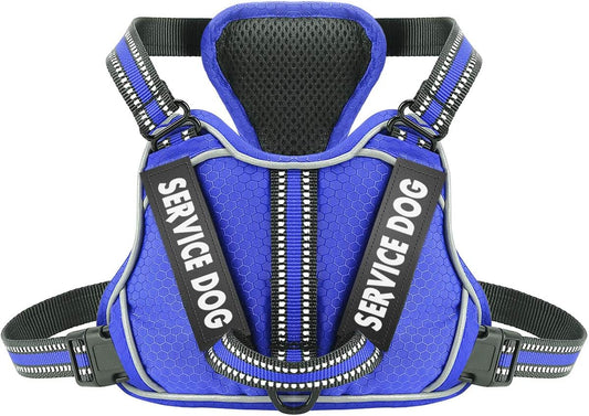 Service Dog Harness, Easy on and off over Head Dog Vest Harness Fasten Quickly, Breathable and 3M Reflective Adjustable Pet Halters with Easy Control Handle for Small Medium Large Dogs
