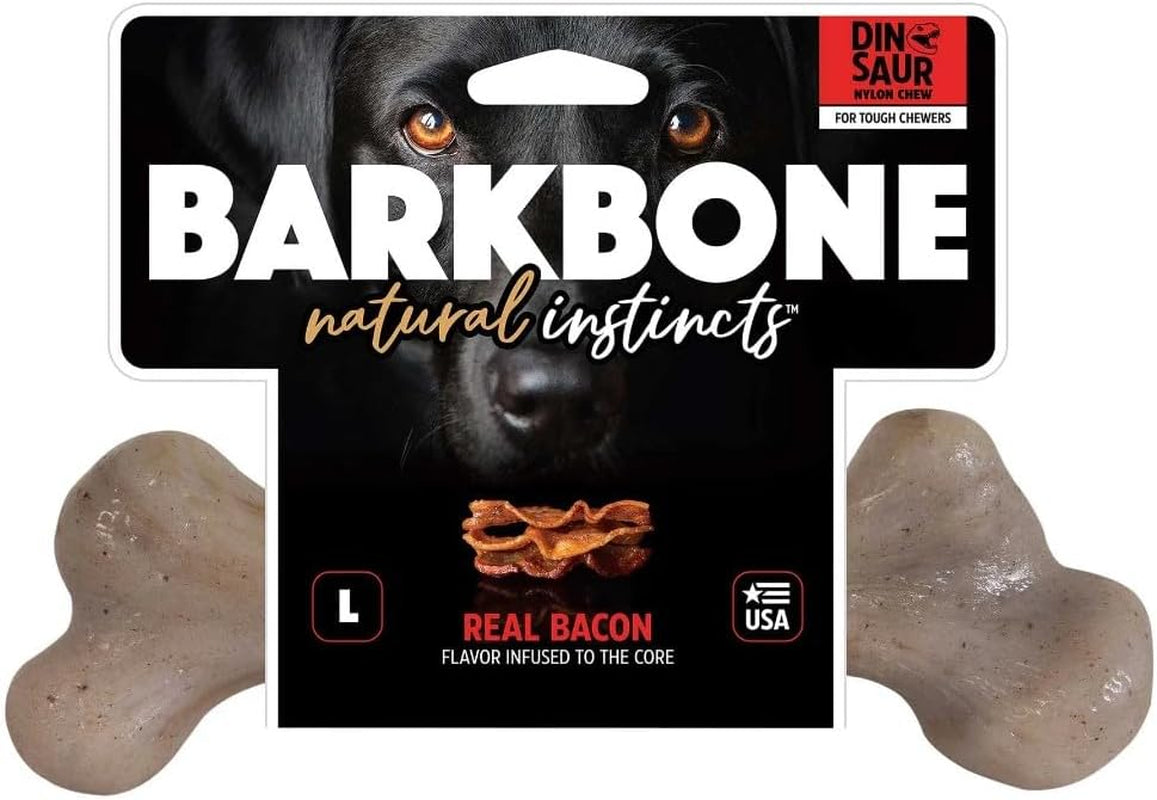 Dinosaur Barkbone - Nylon Dog Bone for Aggressive Chewers - Bacon Flavor - 6.5"