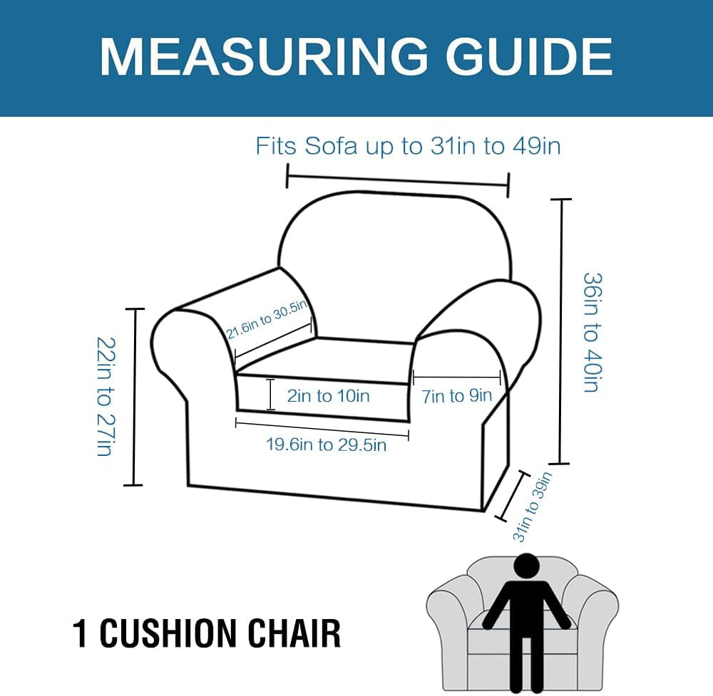 Rich Velvet Stretch 2 Piece Cover Chair Slipcover Sofa Cover Furniture Protector Couch Soft with Elastic Bottom Chair Couch Cover with Arms Width up to 49 Inch(Chair, Burgundy)