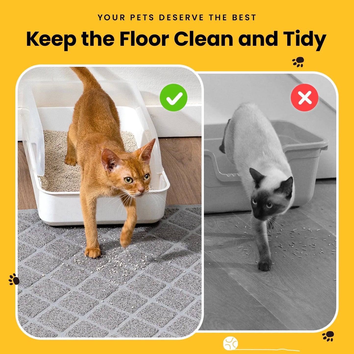 Cat Litter Mat, 24" X 17" Premium Durable PVC, Non-Slip, Less Waste, Urine Waterproof