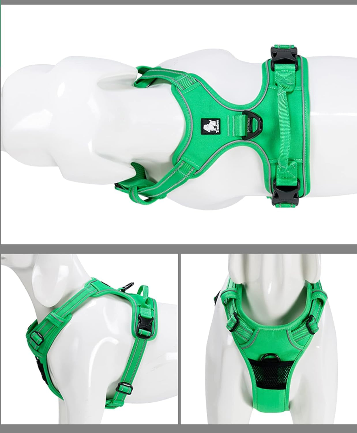 Adjustable No-Pull Dog Harness Reflective Pup Vest Harnesses Comfortable Control Brilliant Colors Truelove Tlh5651(Grass Green,Xs)