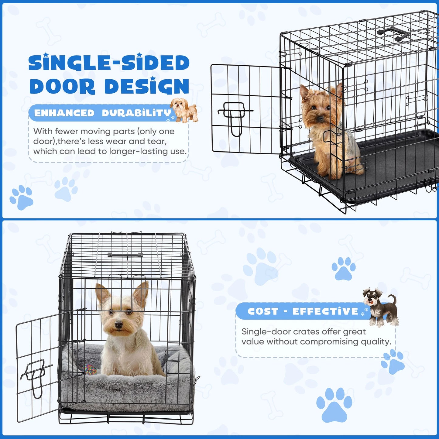Medium Dog Crate, 30" Single Door Folding Metal Wire Dog Cage with Plastic Leak-Proof Pan Tray
