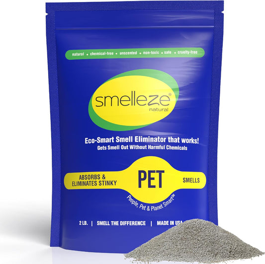 Natural Pet Odor Eliminator Deodorizer: 2 Lb. Unscented Granules Rids Strong Pet Waste Stench. Perfect for Pet or Small Animal Habitats. Mix with Bedding.