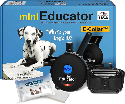 E-Collar ET-300 / ET-302 Dog Training Collar System with Remote - 1/2 Mile Range - Waterproof, Vibration, Sensation - Includes Eoutletdeals Pet Towel (1 Dog System - ET-300 Black)