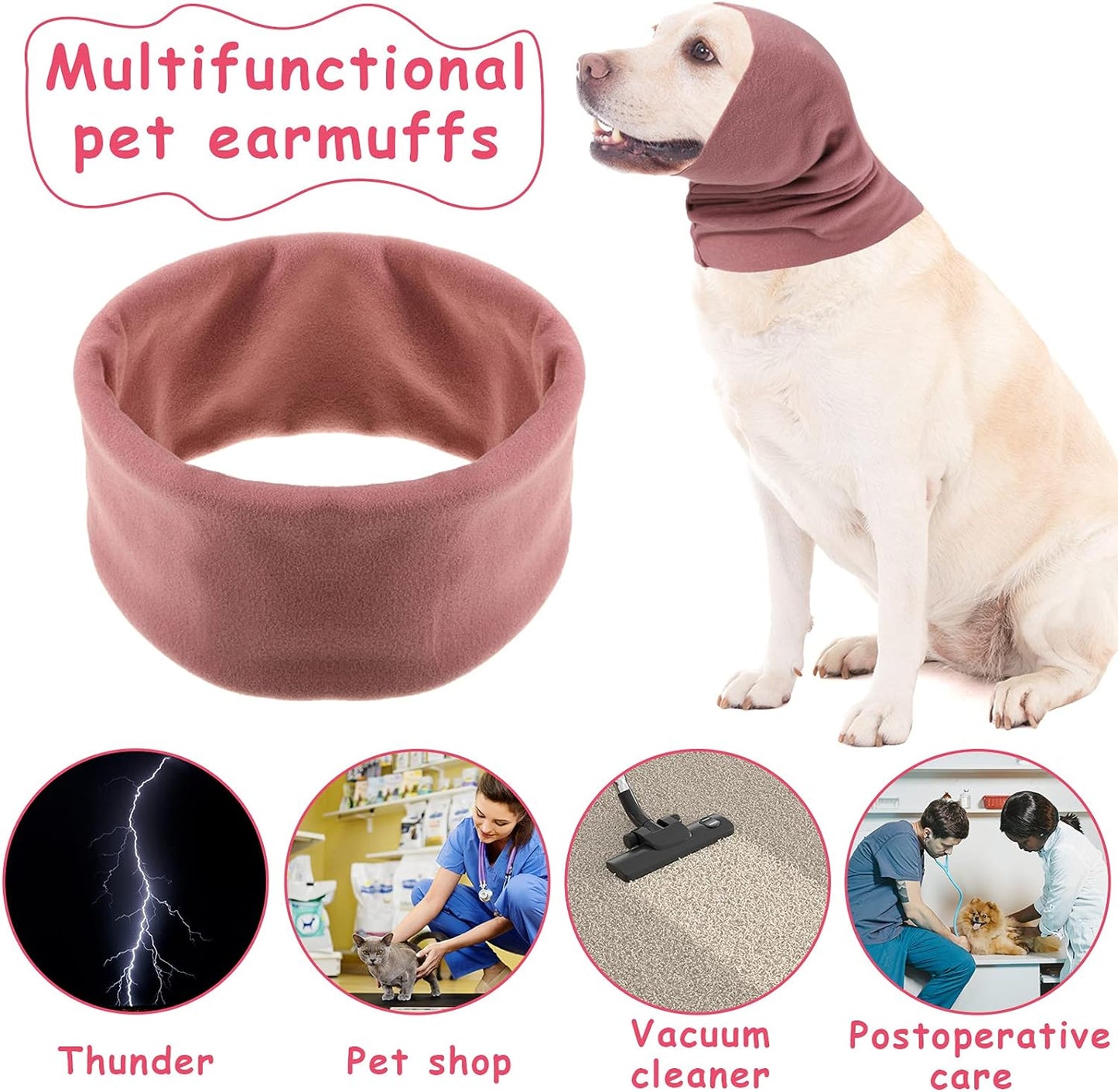 3 Pcs Dog Quiet Ear Cover No Shake Head Wrap Dog Calming Hood Ear Headband Muffs Head Wraps for Noise Reduction Earmuff Winter Scarf