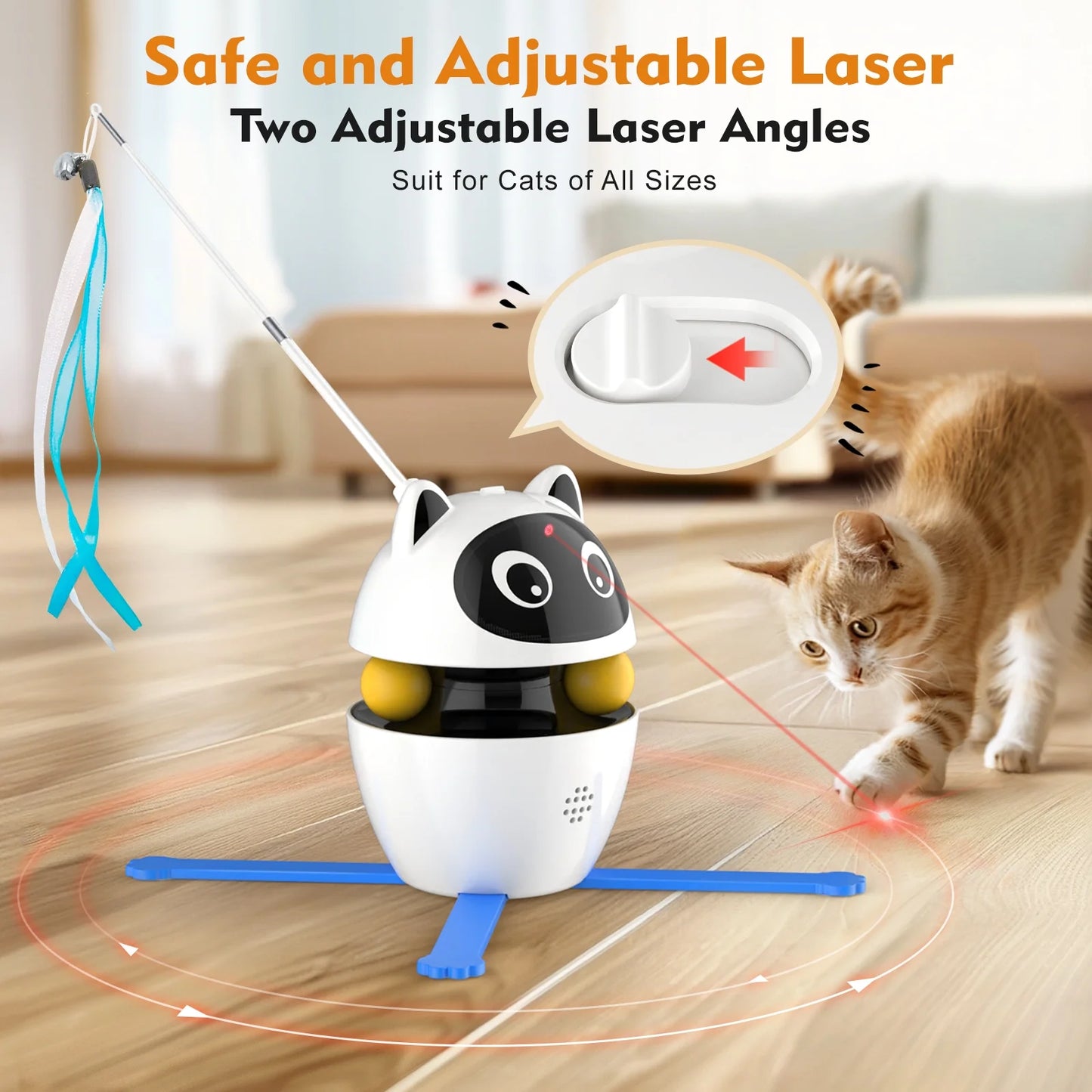 Indoor Automatic Cat Toy with Laser, Feather, and Rechargeable Features