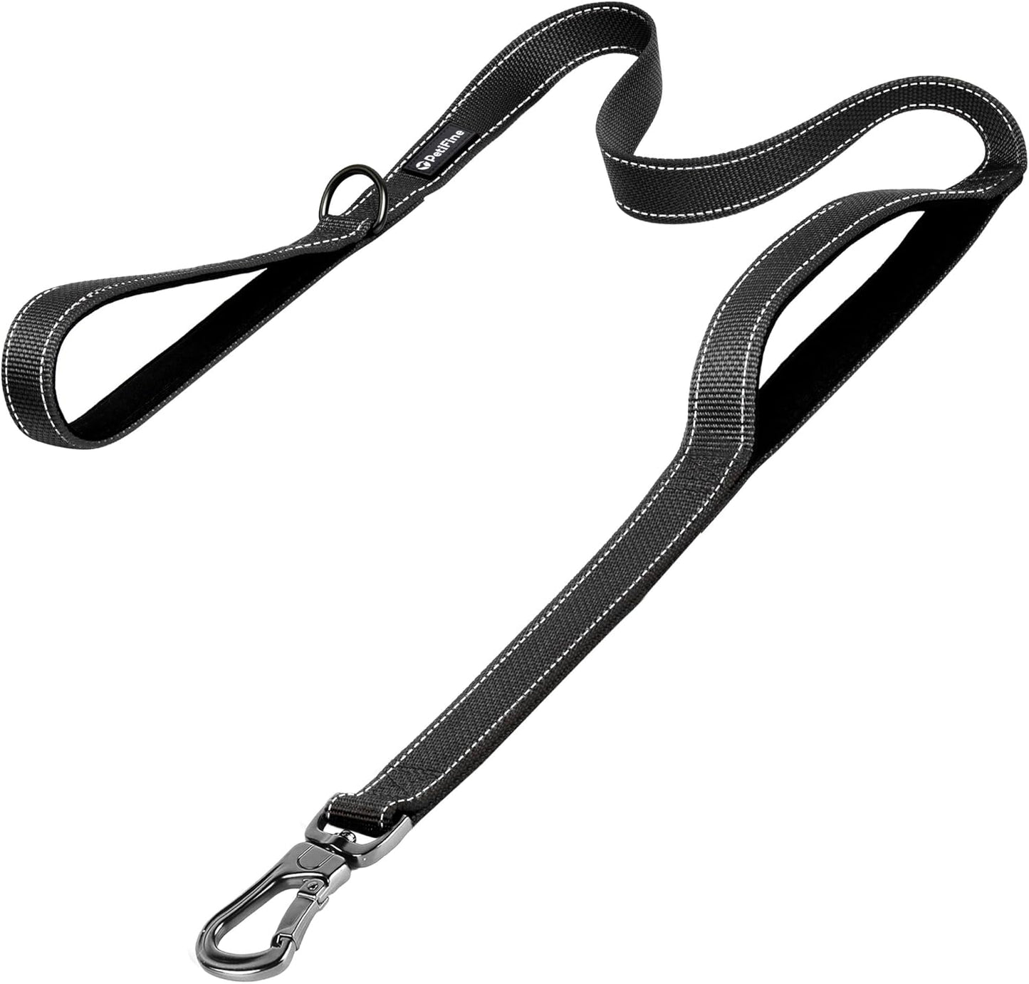 6FT Heavy Duty Dog Leash with Soft Padded Double Handle, Durable Strong Clasp Dog Leashes, Reflective Nylon Walking Lead for Large,Medium,Small Breed Dogs, Black