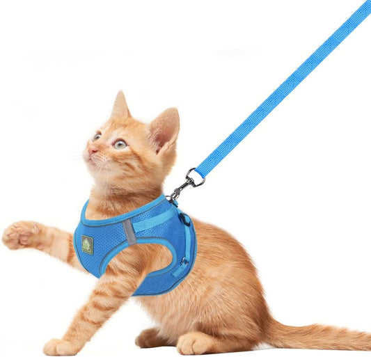 Dog Harness and Leash Set, No Pull Breathable Soft Mesh Puppy Vest Harness Reflective Adjustable Pet Harnesses for Small Medium Dogs and Cats - Outdoor Easy Control for Walking