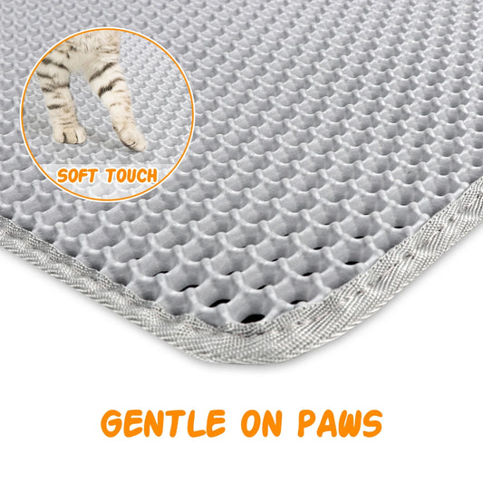 Cat Litter Mat, 36 X 24 Inch Washable Kitty Litter Trapping Mats, Extra Large XL Honeycomb Double Layer, Urine & Waterproof