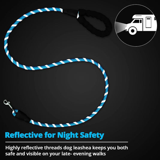Dog Leash Made from Nylon with Comfortable Padded Handle for Small Medium and Large Dogs (5FT-1/2'', Black) Laytek from  (Blue)