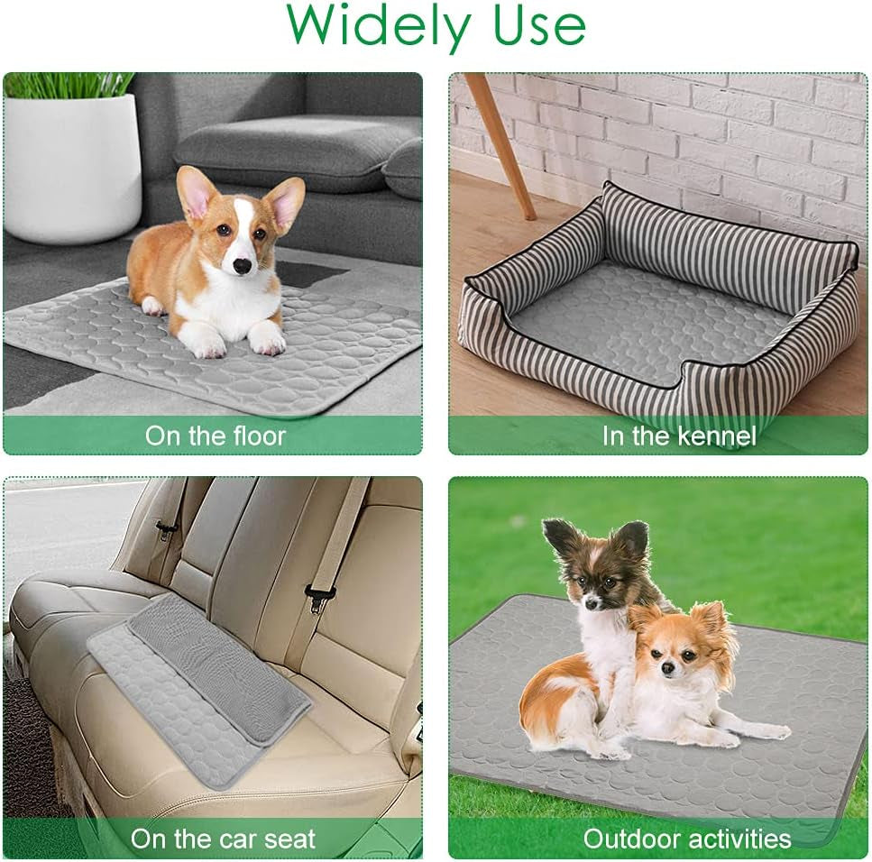 Cooling Mat Pad for Dogs & Cats - Ice Silk Mat Cooling Blanket Cushion for Kennel, Sofa, Bed, Floor & Car Seats(L: 28 X 22 Inches, Grey)