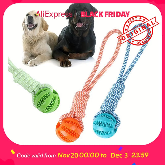 Interactive Dog Toy Tug Rope, Treat Dispenser Ball, Chew Toy for Large Breeds, Durable & Dental Health (Colors Vary)​
