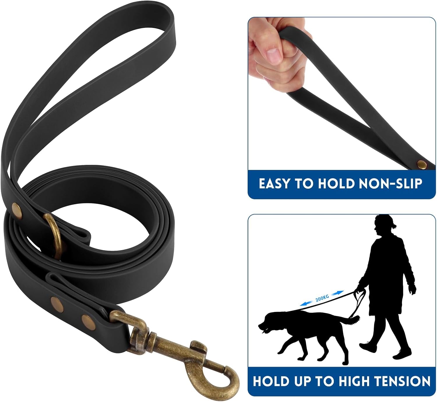 Dog Collar and Leash Set, Waterproof Adjustable Puppy Collars with Cute Tag 4FT Dog Leash with Poop Bag for Small Medium Large Dogs (XS, Black)