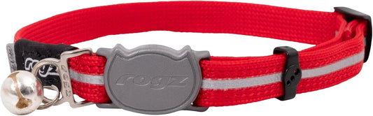 Reflective Nylon Cat Collar with Breakaway Clip and Removable Bell, Fully Adjustable to Fit Most Breeds, Red