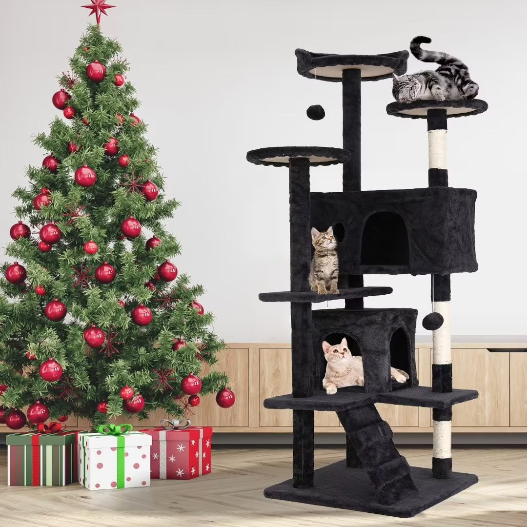 54 Inch Cat Trees and Towers for Indoor Cats, Cat Condo Scratching Post for Adult Cats, Multi-Level Cat Towers for Small Cats, Dark Gray