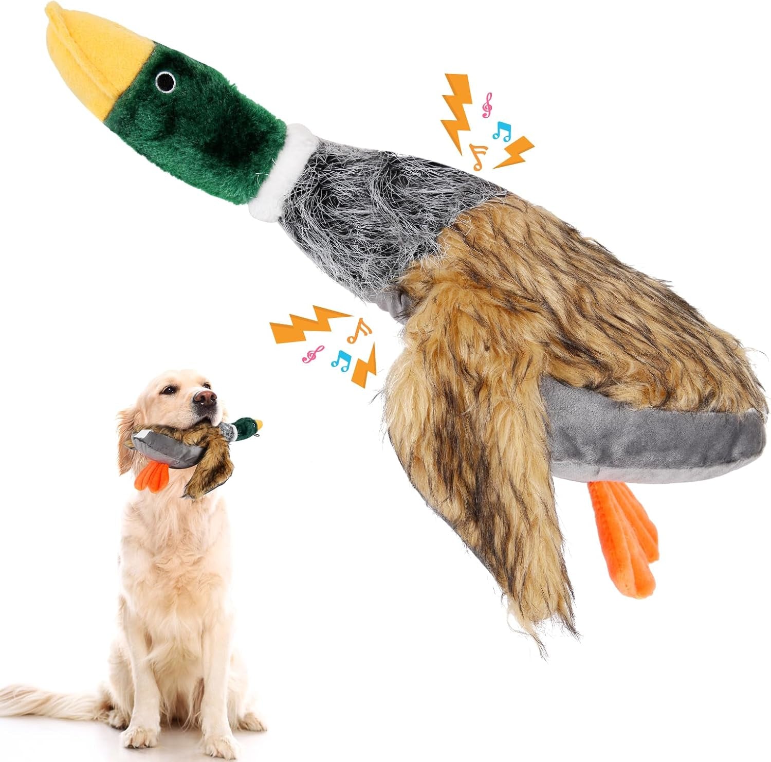 Squeaky Dog Toy for Puppy Dogs Toys to Keep Them Busy Mallard Duck Stuffed Dog Toys for Medium Small Dogs, 9" Wild Duck